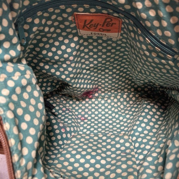 Fossil Calypso Key-Per Coated Canvas Crossbody Orange Fruit Print Multicolor - Picture 7 of 10